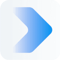 Simbolo de seta da identidade visual azul com fundo branco apontando para direita